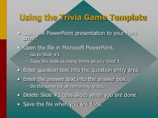 Using the Trivia Game Template