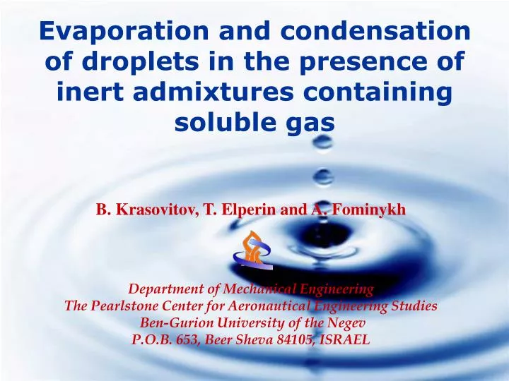 evaporation and condensation of droplets in the presence of inert admixtures containing soluble gas