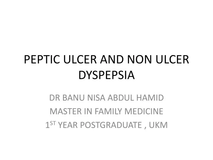peptic ulcer and non ulcer dyspepsia