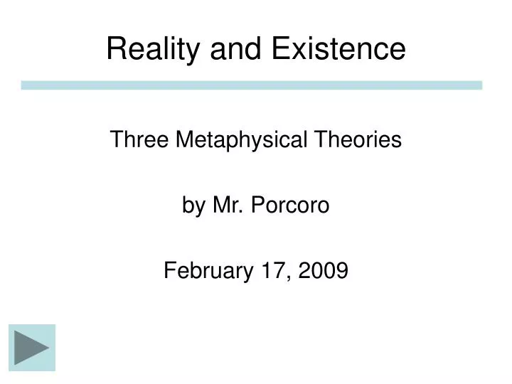 reality and existence