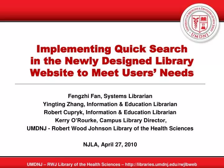 implementing quick search in the newly designed library website to meet users needs