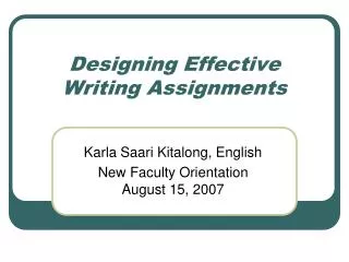 Designing Effective Writing Assignments