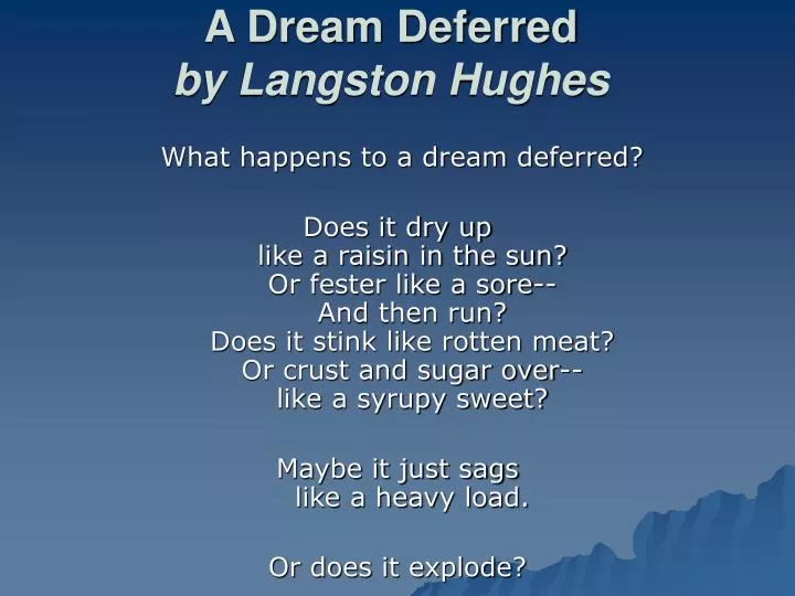 a dream deferred by langston hughes
