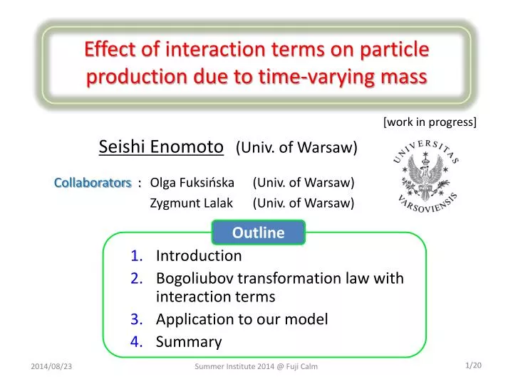 effect of interaction terms on particle production due to time varying mass