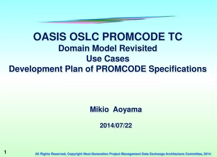 oasis oslc promcode tc domain model revisited use cases development plan of promcode specifications