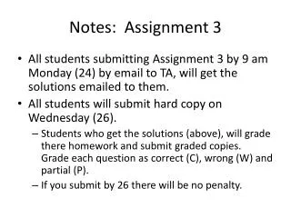 Notes: Assignment 3