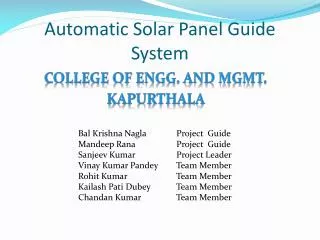 Automatic Solar Panel Guide System