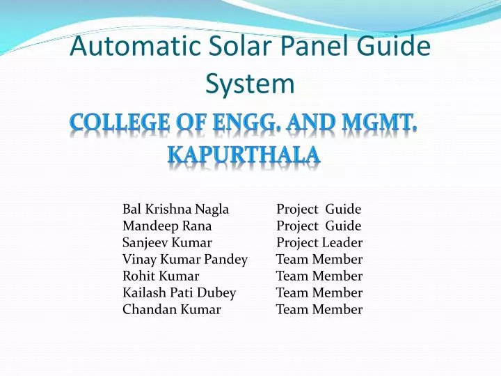 automatic solar panel guide system