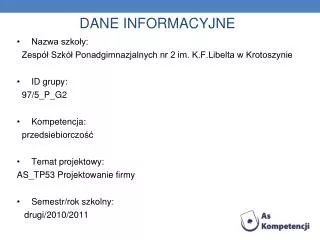 dane informacyjne