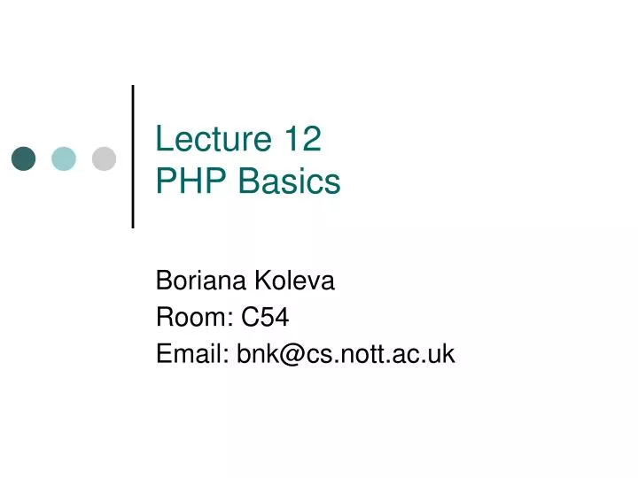 lecture 12 php basics
