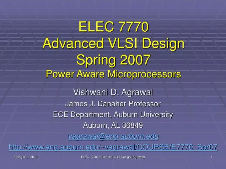 elec 7770 advanced vlsi design spring 2007 power aware microprocessors