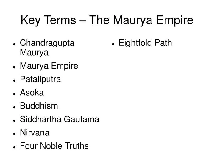 key terms the maurya empire