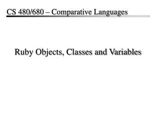 Ruby Objects, Classes and Variables