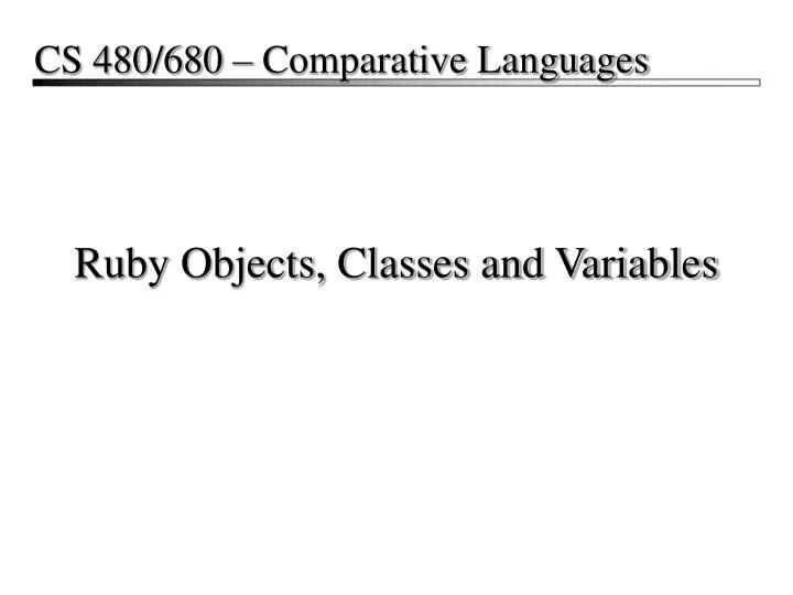 ruby objects classes and variables