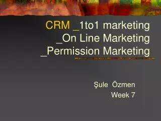 CRM _ 1to1 marketing _On Line Marketing _Permission Marketing