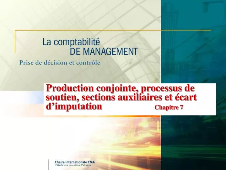 production conjointe processus de soutien sections auxiliaires et cart d imputation chapitre 7