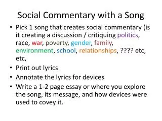 Social Commentary with a Song