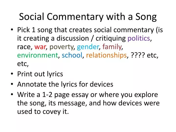 social commentary with a song