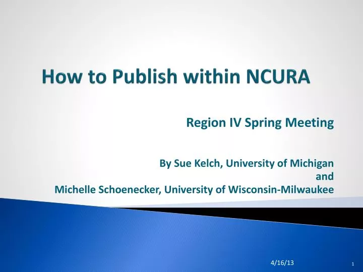 how to publish within ncura