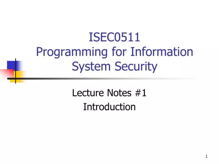 isec0511 programming for information system security