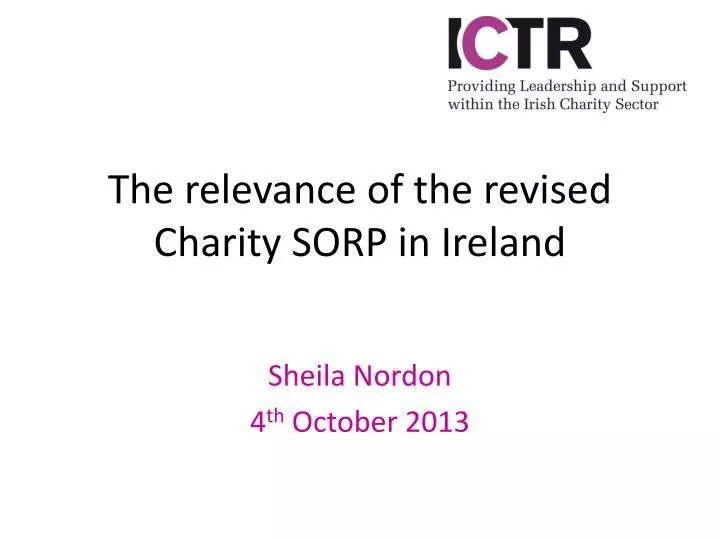 the relevance of the revised charity sorp in ireland
