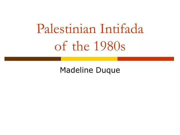 palestinian intifada of the 1980s