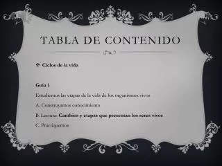 tabla de contenido