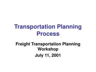 Transportation Planning Process