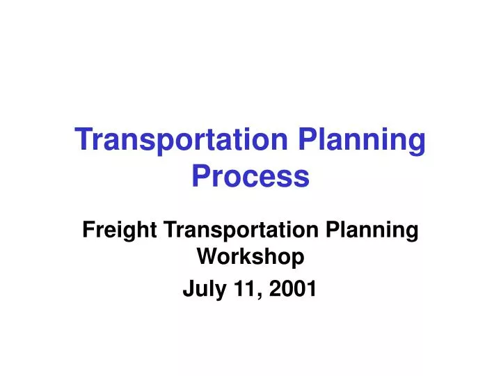 transportation planning process
