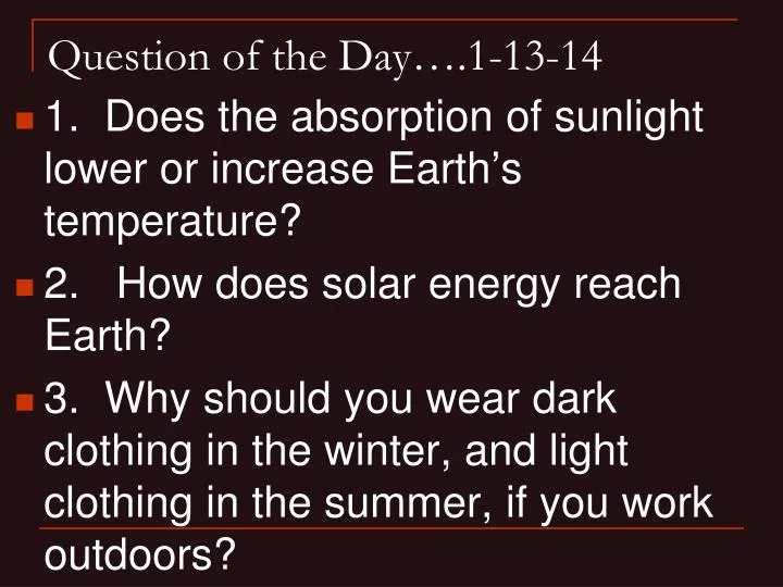 question of the day 1 13 14