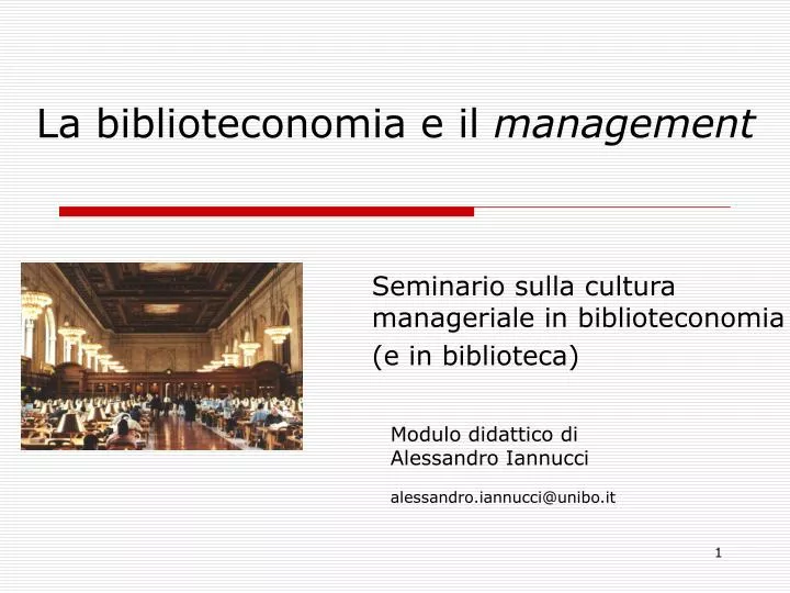 la biblioteconomia e il management