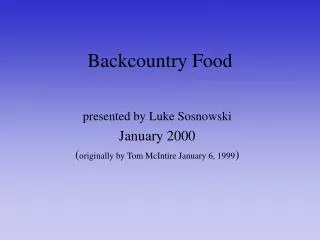 Backcountry Food