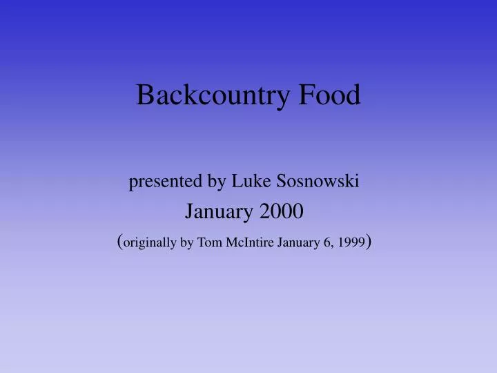 backcountry food