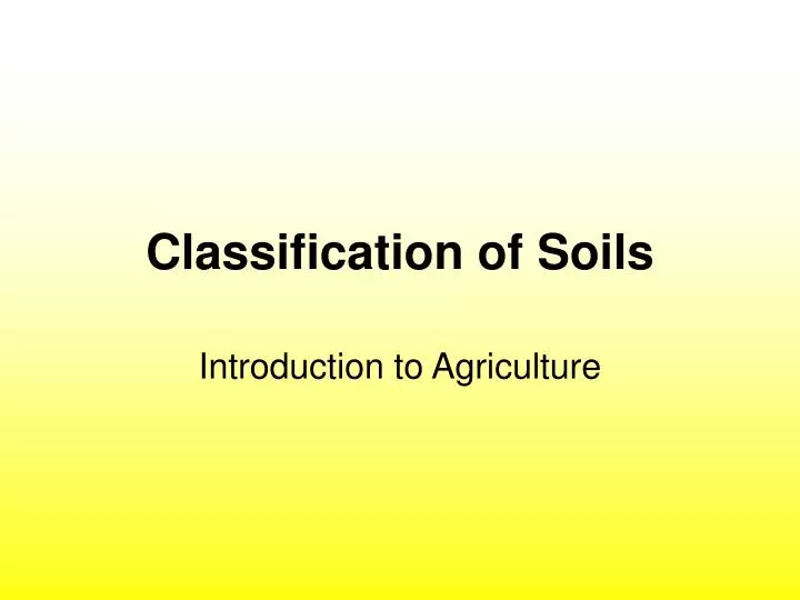classification of soils
