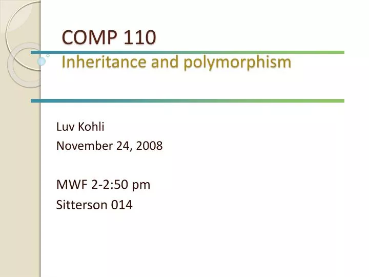 comp 110 inheritance and polymorphism