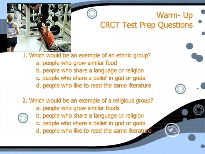 warm up crct test prep questions