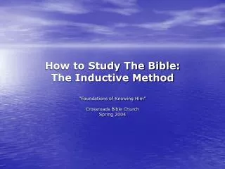 How to Study The Bible: The Inductive Method