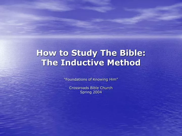 how to study the bible the inductive method