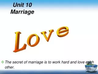 Unit 10 Marriage