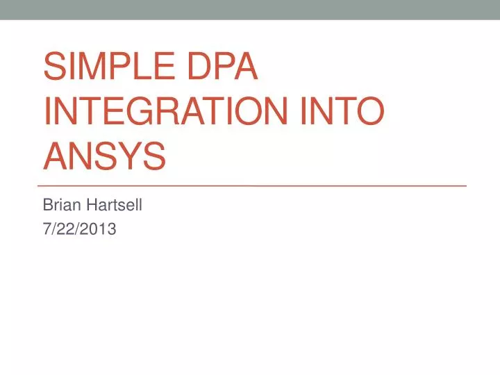 simple dpa integration into ansys