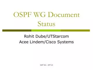 OSPF WG Document Status
