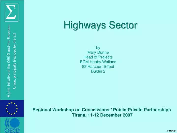 regional workshop on concessions public private partnerships tirana 11 12 december 2007