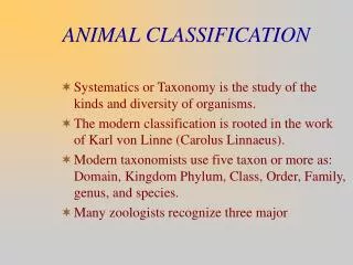 ANIMAL CLASSIFICATION