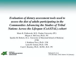 JOURNAL OF THE AMERICAN DIETETIC ASSOCIATION