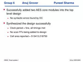 Group 6 Anuj Grover		Puneet Sharma