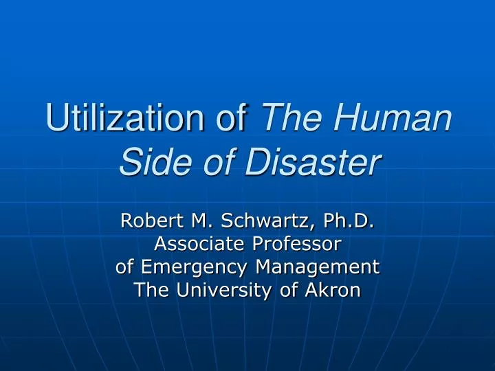 utilization of the human side of disaster