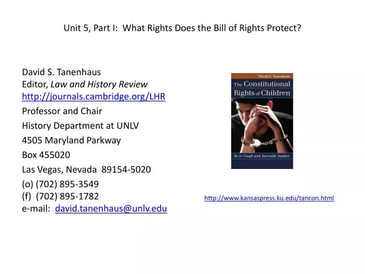 unit 5 part i what rights does the bill of rights protect
