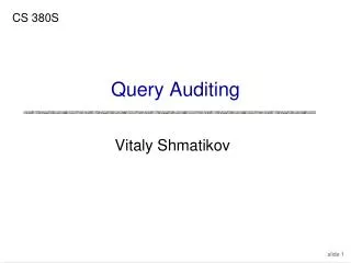 Query Auditing