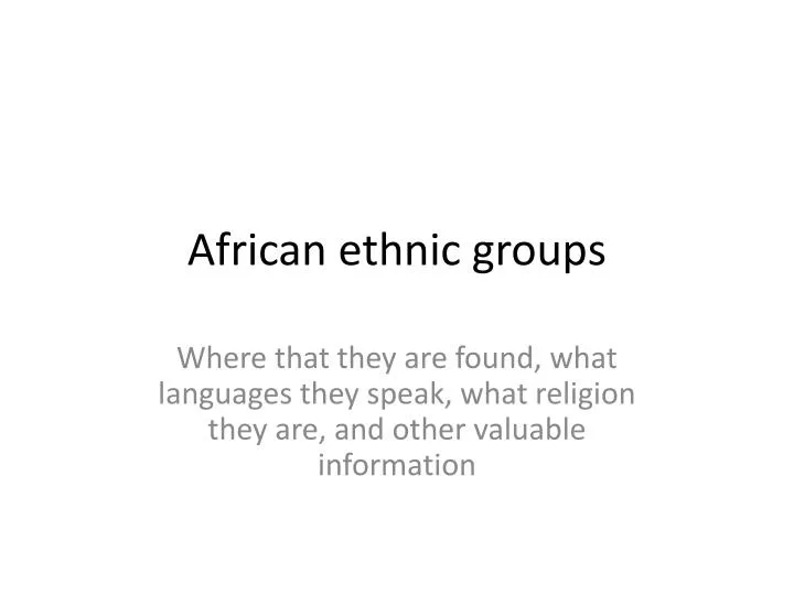 african ethnic groups