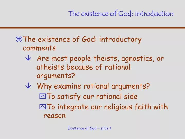 the existence of god introduction